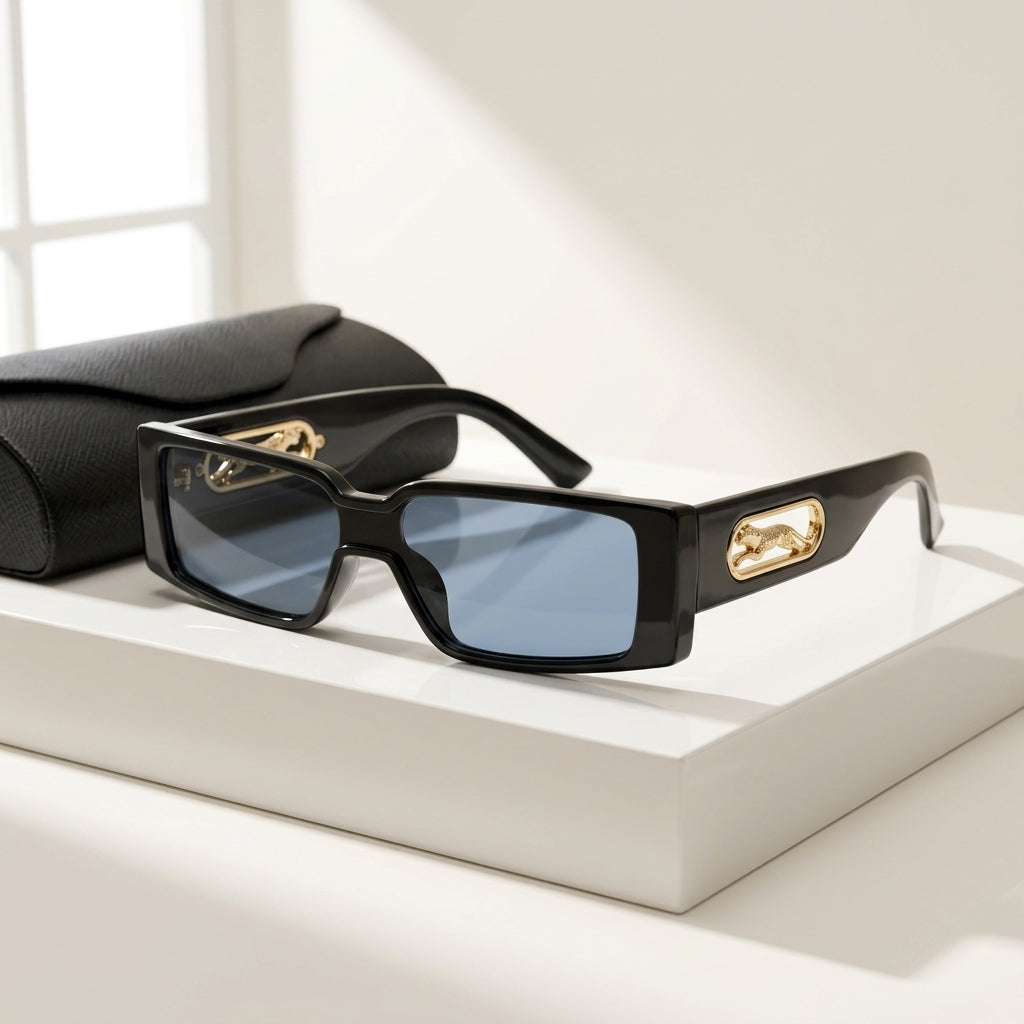 Women's Slim Rectangle Sunglasses – lifestyle view | Hensley London