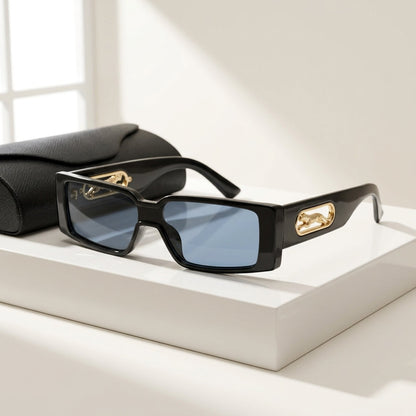 Women's Slim Rectangle Sunglasses – lifestyle view | Hensley London