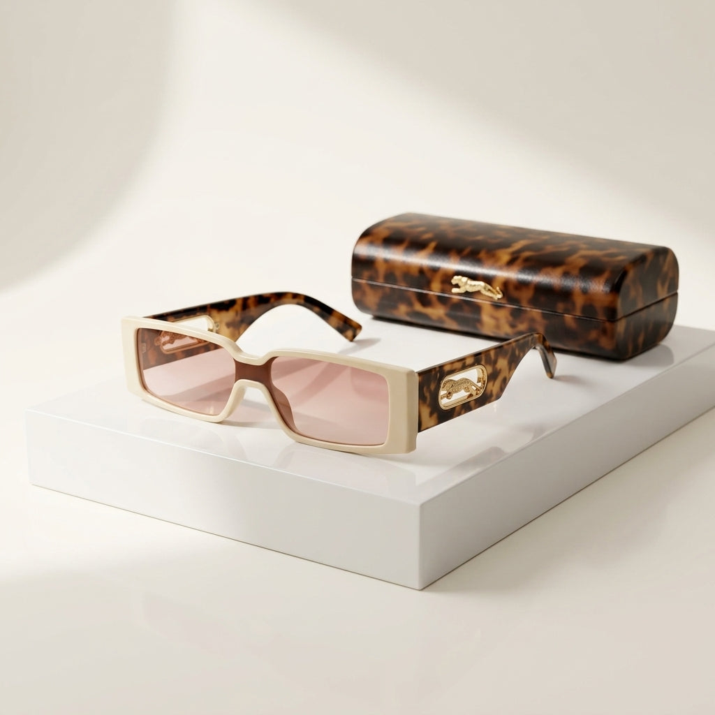 Women's Slim Rectangle Sunglasses – packaging view | Hensley London