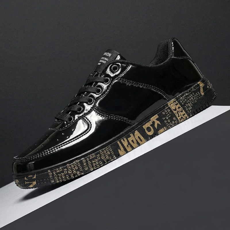 Men's Leather Metallic Court Sneakers – product view | Hensley London
