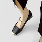 Women's Mary Jane Shoes Black Orthopaedic Low Block Heel - 7