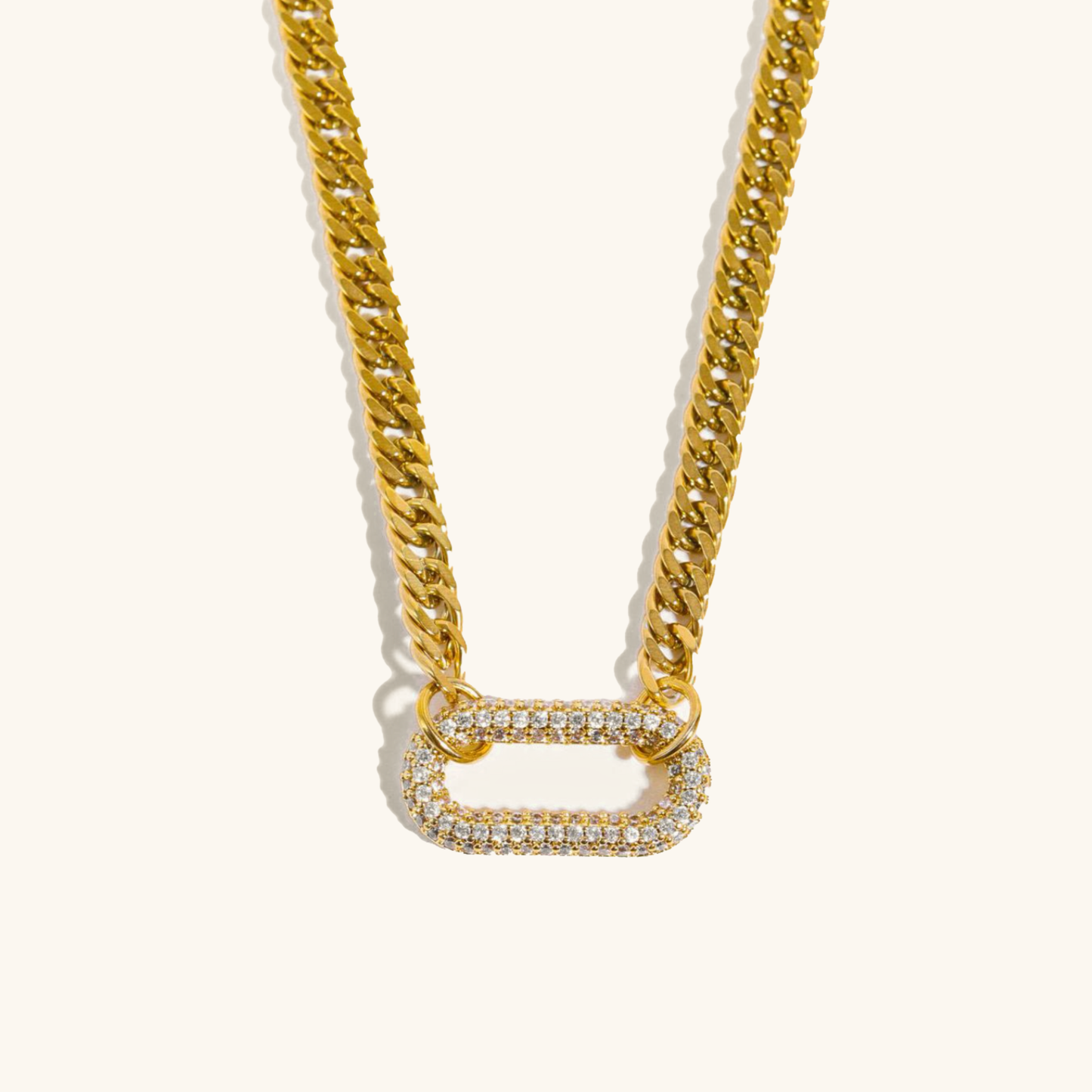 Chunky Diamond Accent Choker Necklace – Waterproof and Hypoallergenic Gold-Plated Design 0