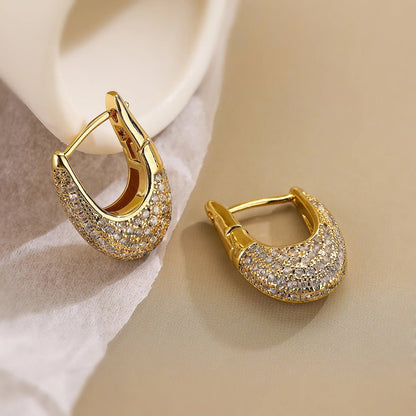 Chunky Diamond Hoop Earrings with Colorful Zircon Accents – Elegant Gold Jewelry for Women 4