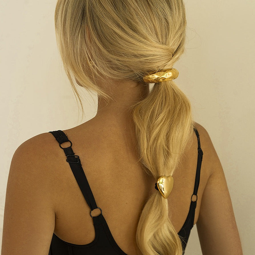 Chunky Gold Heart Hair Clip – Waterproof and Hypoallergenic Accessory 0