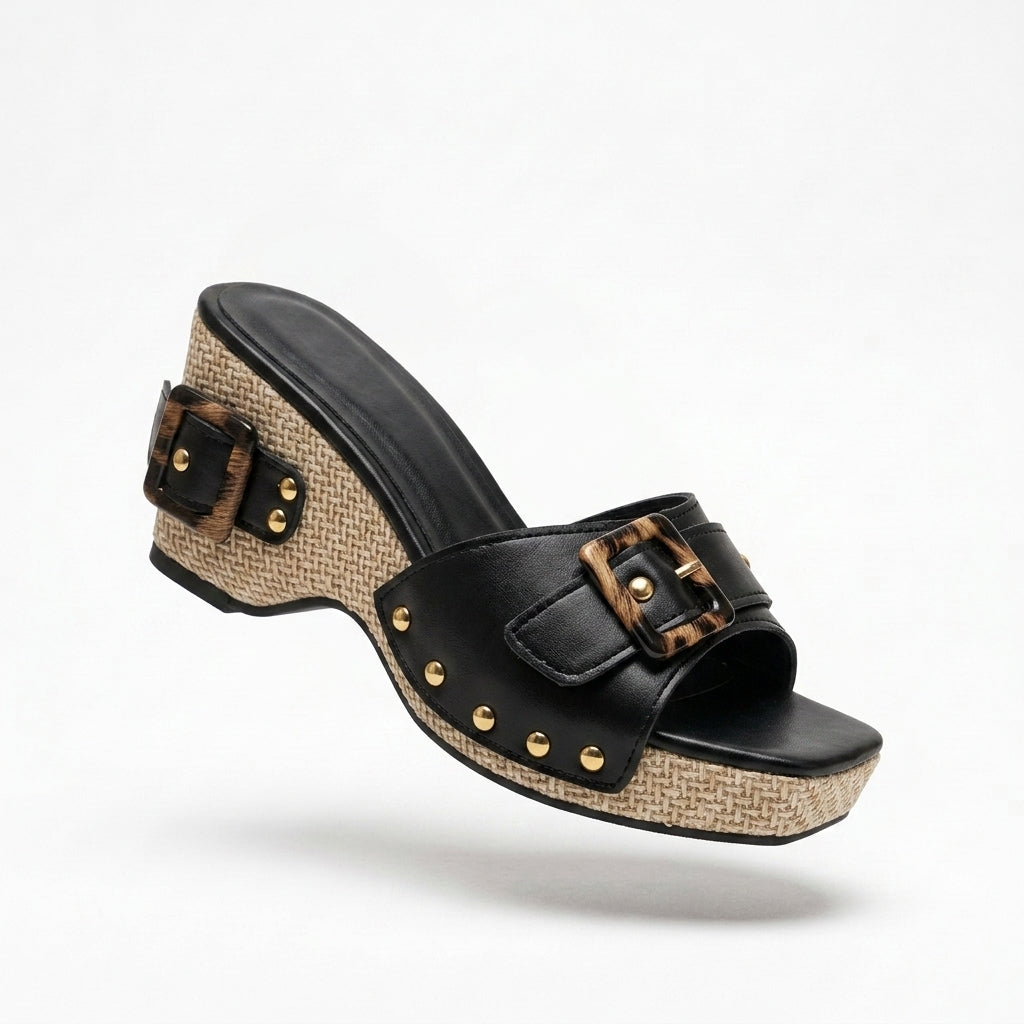 Women's Orthopedic Open-Toe Wedge Slide Sandals – detail view | Hensley London