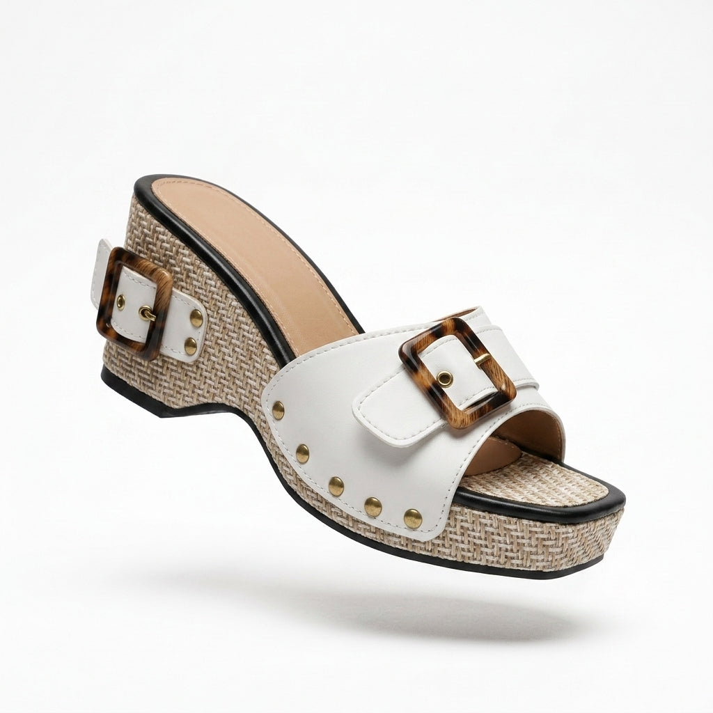 Women's Orthopedic Open-Toe Wedge Slide Sandals – detail view | Hensley London