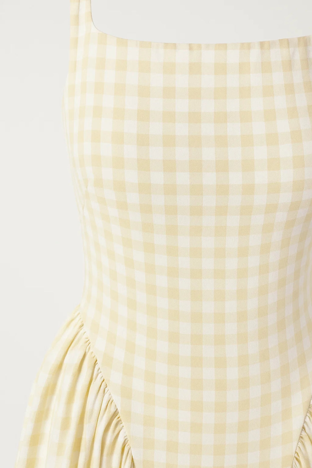 Women's Midi Dress Butter Yellow Plaid Lightweight Summer Dress - 3