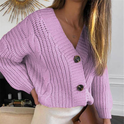 Classic V-Neck Knitted Cardigan Top 10