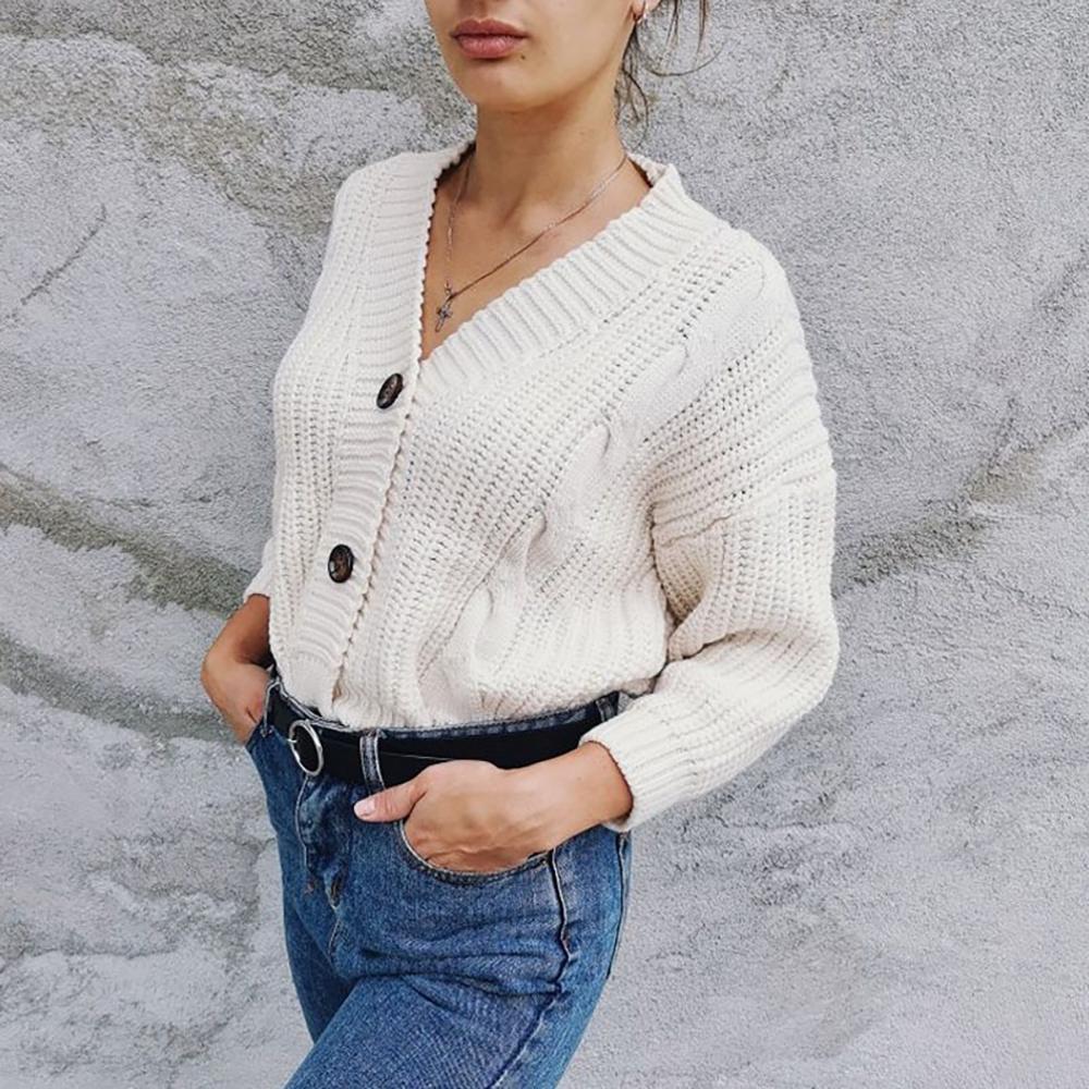 Classic V-Neck Knitted Cardigan Top 4