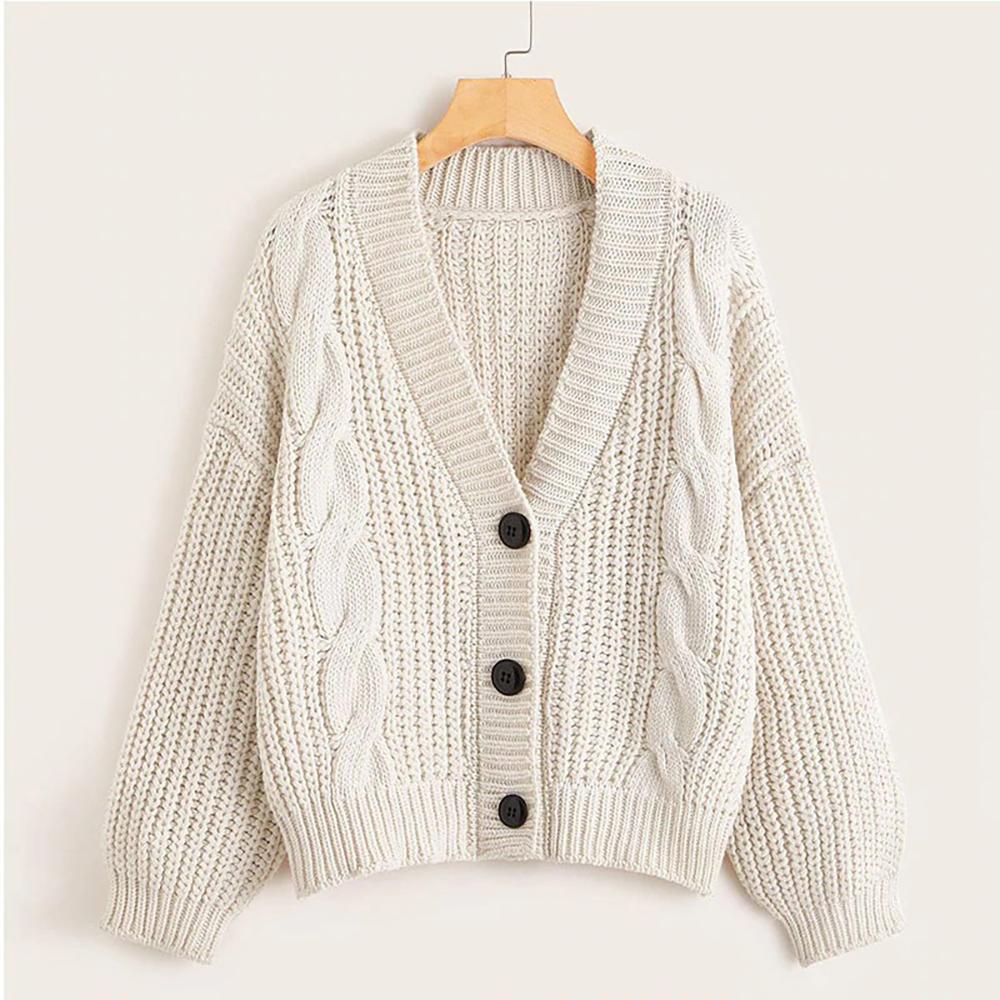 Classic V-Neck Knitted Cardigan Top 6