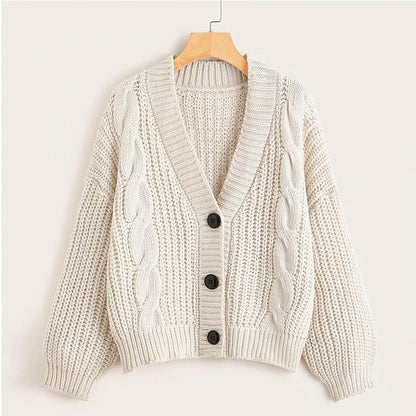 Classic V-Neck Knitted Cardigan Top 6