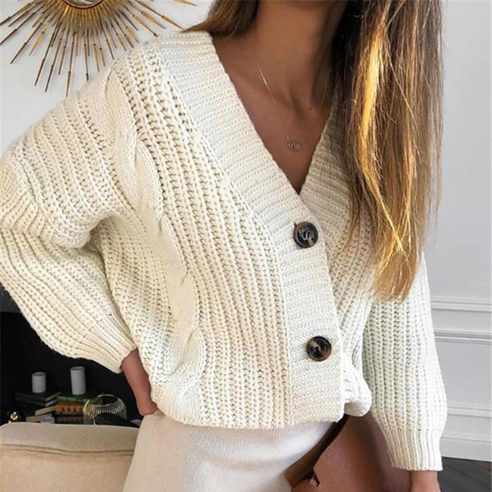 Classic V-Neck Knitted Cardigan Top 7