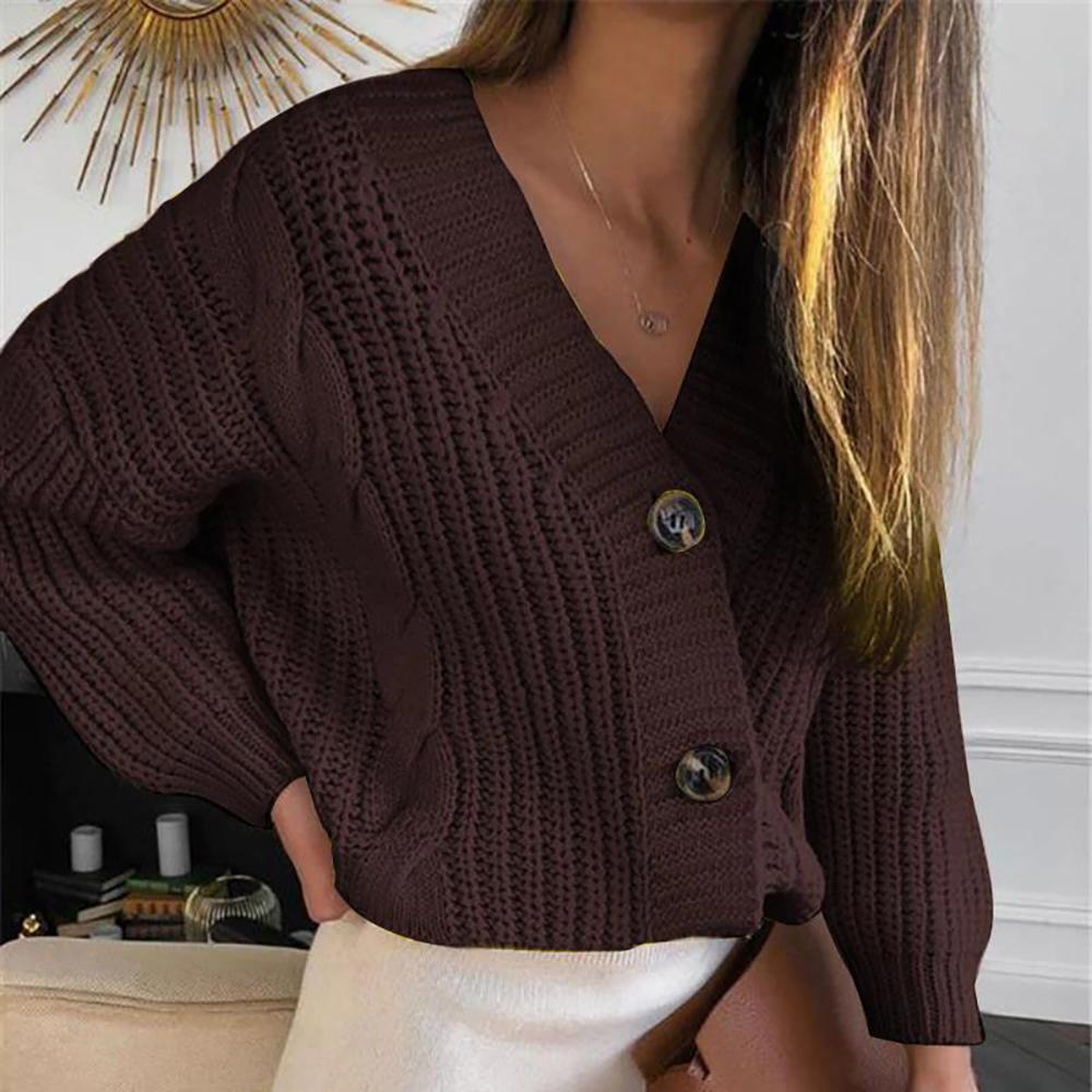 Classic V-Neck Knitted Cardigan Top 8