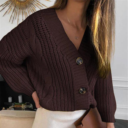 Classic V-Neck Knitted Cardigan Top 8
