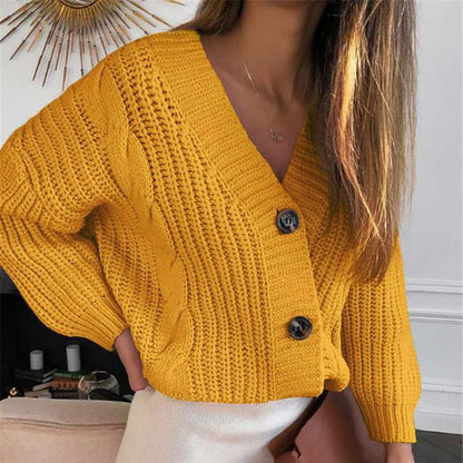 Classic V-Neck Knitted Cardigan Top 9
