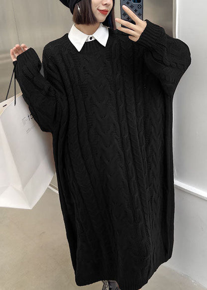 Women's Sweater Dress Coffee Knit Casual - 2