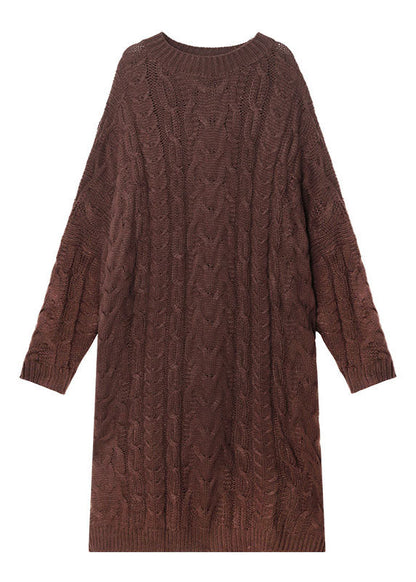 Women's Sweater Dress Coffee Knit Casual - 5