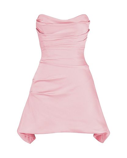 Women's Mini Dress Gold Pleated Polyester - 8