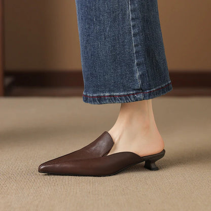 Women's Sculpted Pointed-Toe Kitten-Heel Mules – product view | Hensley London