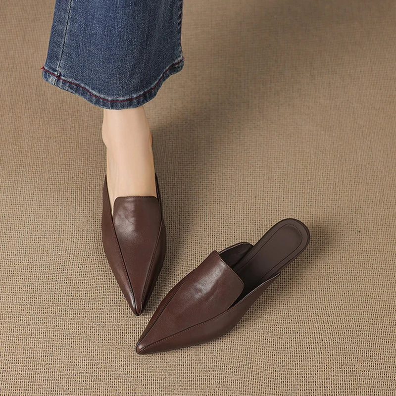 Women's Sculpted Pointed-Toe Kitten-Heel Mules – product view | Hensley London