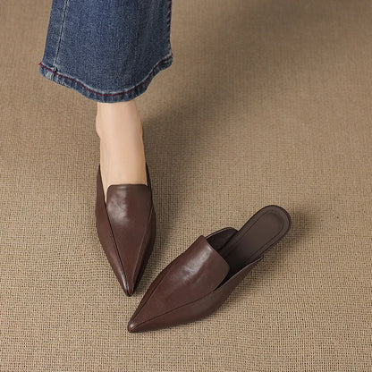 Women's Sculpted Pointed-Toe Kitten-Heel Mules – product view | Hensley London