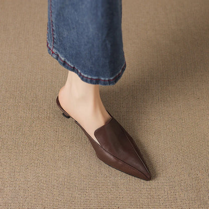 Women's Sculpted Pointed-Toe Kitten-Heel Mules – product view | Hensley London