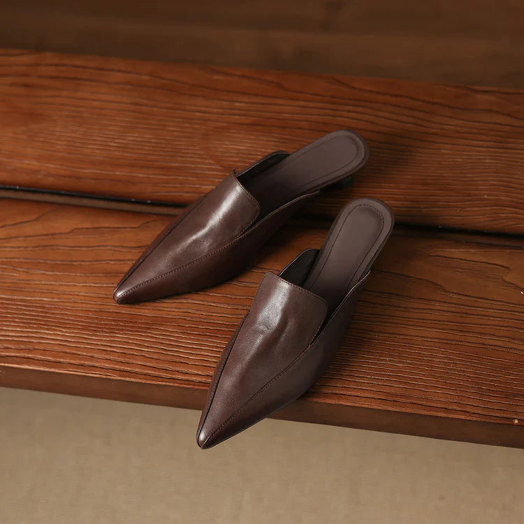 Women's Sculpted Pointed-Toe Kitten-Heel Mules – product view | Hensley London