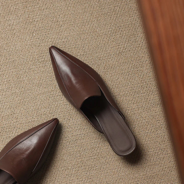 Women's Sculpted Pointed-Toe Kitten-Heel Mules – product view | Hensley London