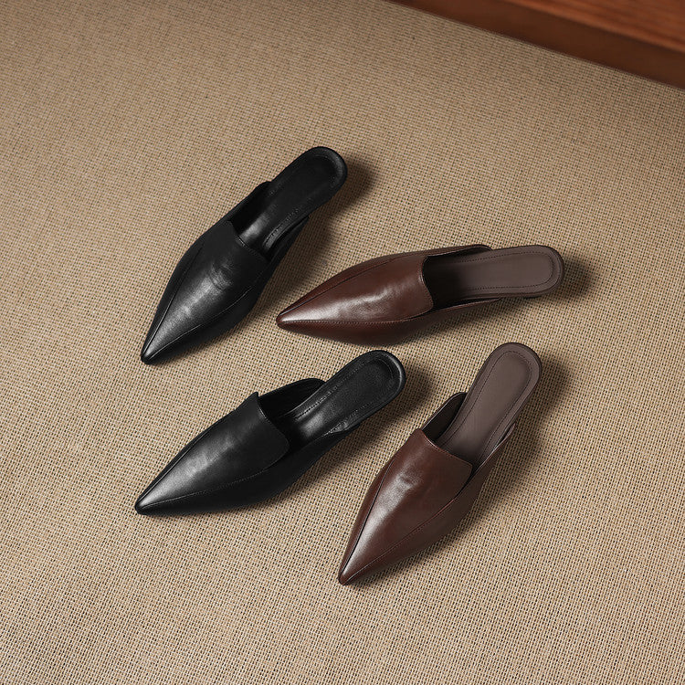 Women's Sculpted Pointed-Toe Kitten-Heel Mules – product view | Hensley London