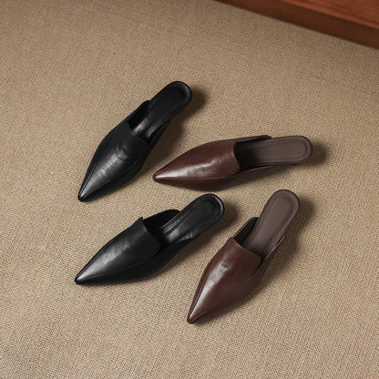 Women's Sculpted Pointed-Toe Kitten-Heel Mules – product view | Hensley London