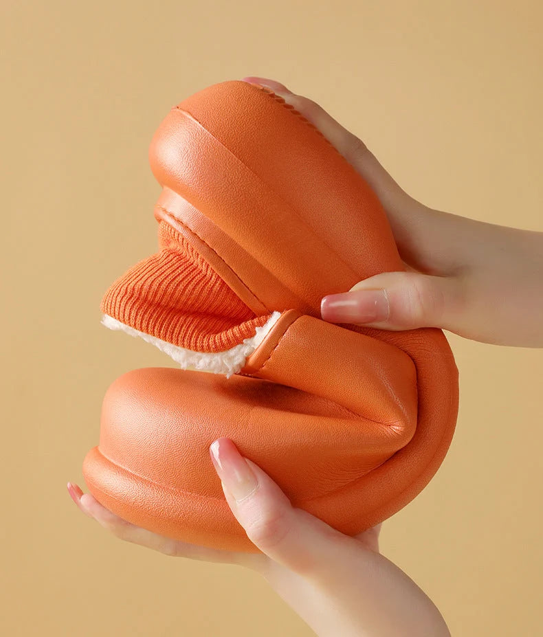 Women's Plush-Lined Slip-On Clogs in Orange – Product view | Hensley London