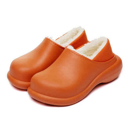 Women's Plush-Lined Slip-On Clogs in Orange – Product view | Hensley London
