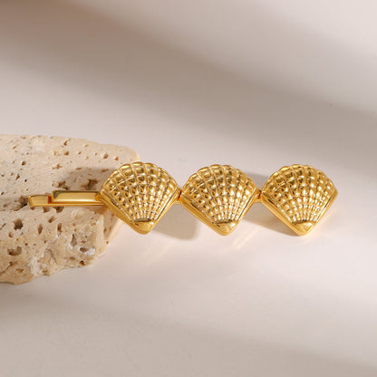 Coastal Seashells Gold French Hair Pin – Hypoallergenic, Waterproof, and Eco-Friendly 5
