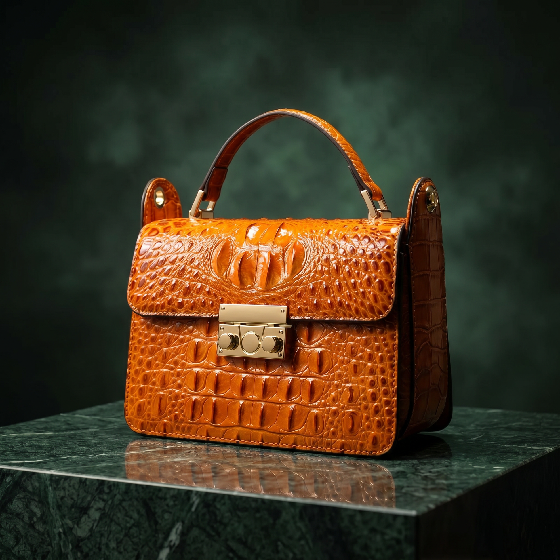 Women's Gold-Accent Top-Handle Bag – front view | Hensley London