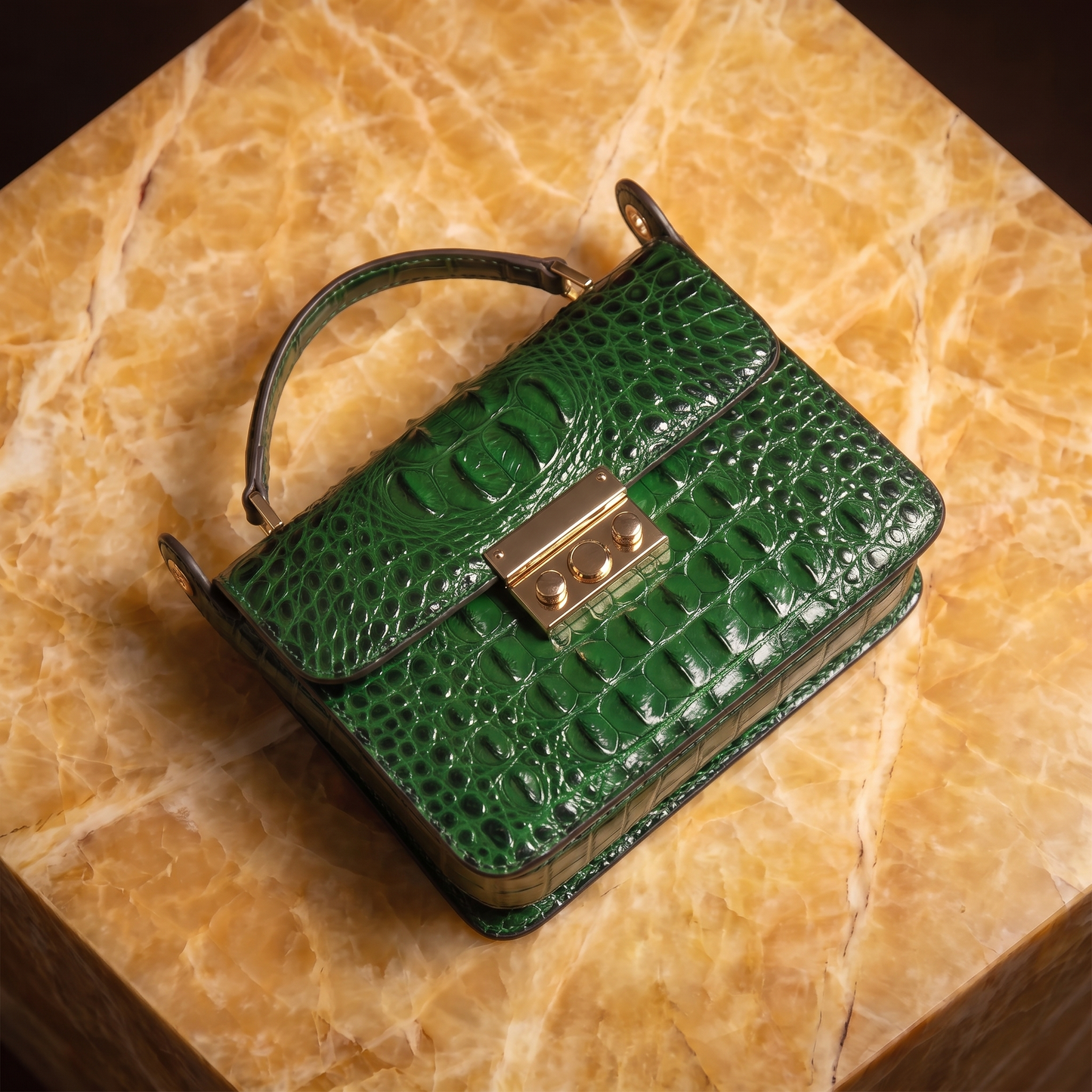 Women's Gold-Accent Top-Handle Bag – detail view | Hensley London