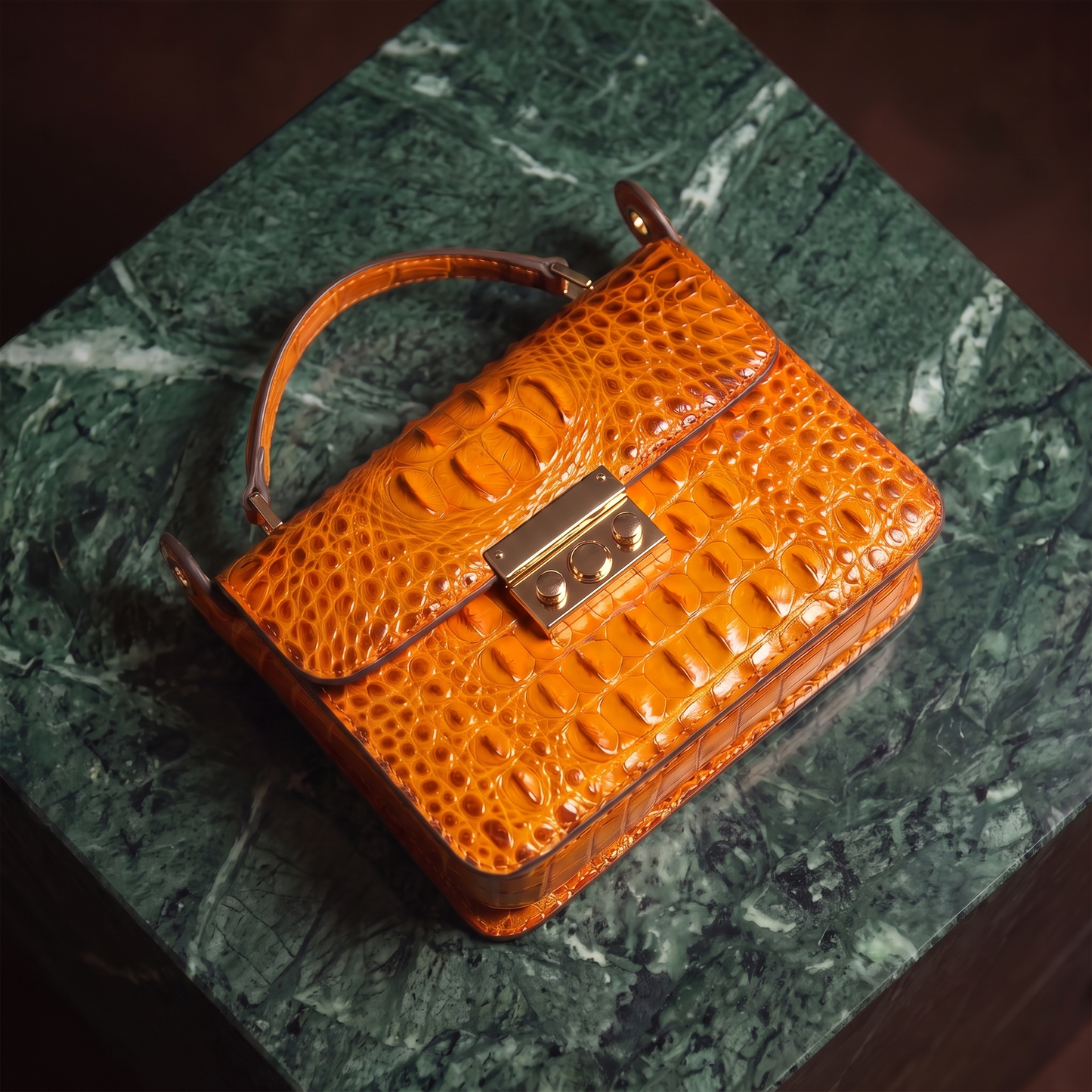 Women's Gold-Accent Top-Handle Bag – back view | Hensley London