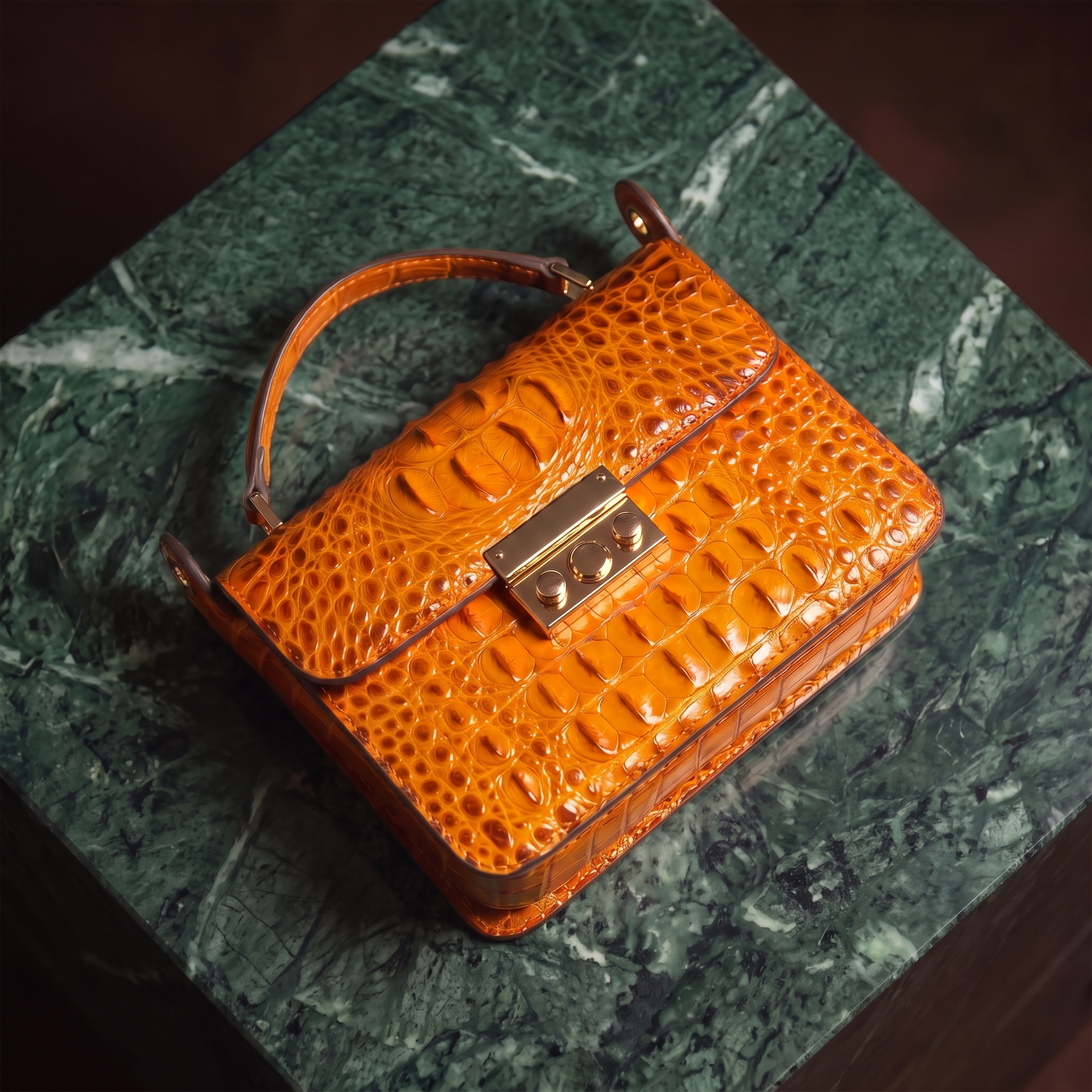 Women's Gold-Accent Top-Handle Bag – back view | Hensley London