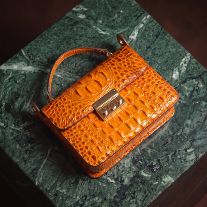Women's Gold-Accent Top-Handle Bag – back view | Hensley London