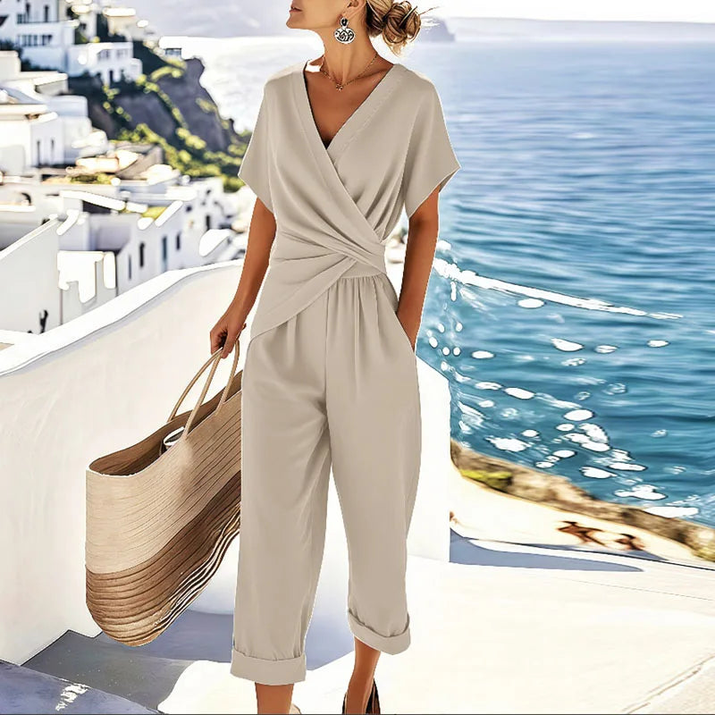 Women's Wrap-Front Two-Piece Set – front view | Hensley London