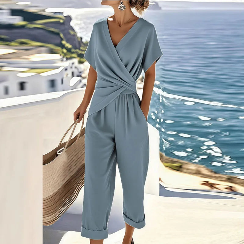 Women's Wrap-Front Two-Piece Set – product view | Hensley London