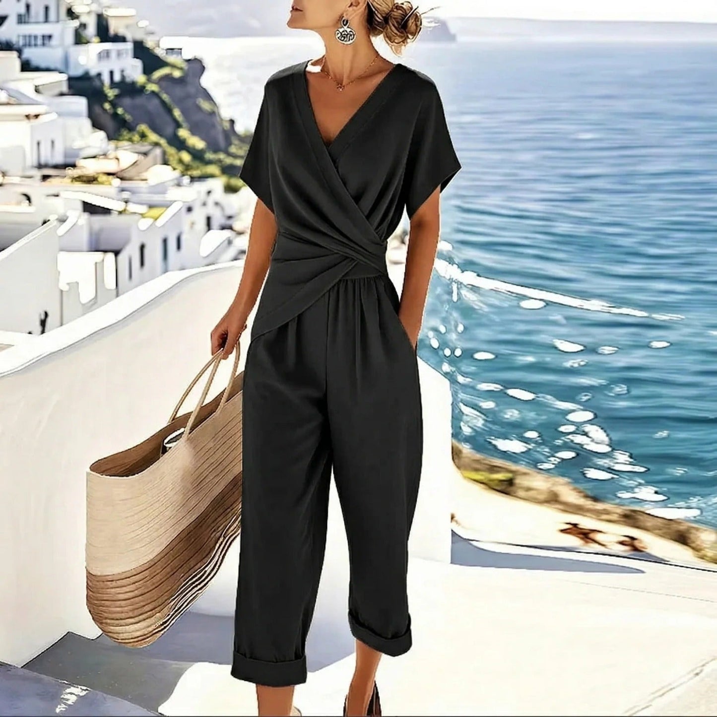 Women's Wrap-Front Two-Piece Set – product view | Hensley London