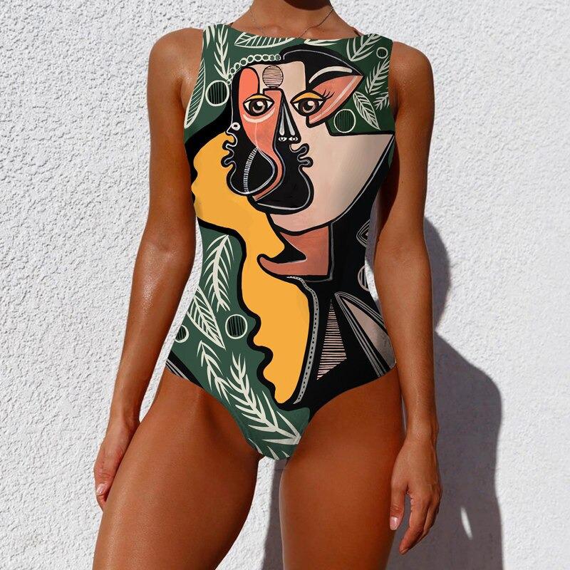 Cleo Women's One Piece Swimsuit | Colorful Abstract Pattern - Image 2