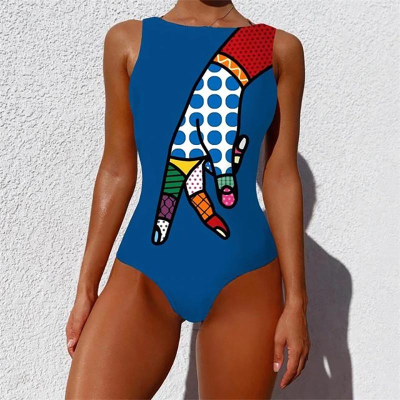 Cleo Women's One Piece Swimsuit | Colorful Abstract Pattern - Image 3