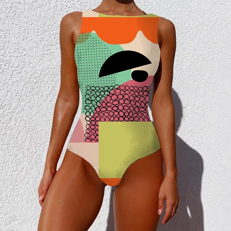 Cleo Women's One Piece Swimsuit | Colorful Abstract Pattern - Image 5