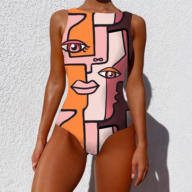 Cleo Women's One Piece Swimsuit | Colorful Abstract Pattern - Image 8