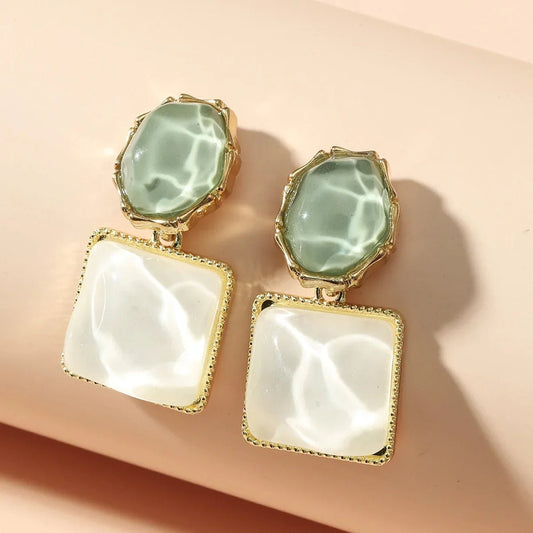 Colorful Enamel Geometric Earrings for Women – Modern Oval and Square Design, Lightweight Statement Jewelry 1