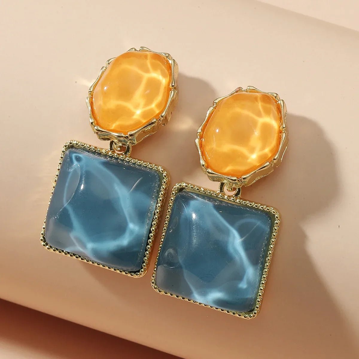 Colorful Enamel Geometric Earrings for Women – Modern Oval and Square Design, Lightweight Statement Jewelry 3