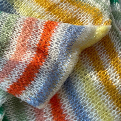 Colorful Stripe Pattern Hollow Knit Long Sleeve Sweater Tops 4