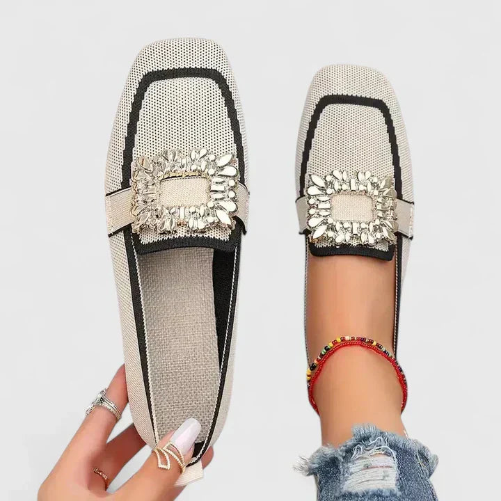 Women's Black Loafers Breathable Fabric Orthopedic Comfort