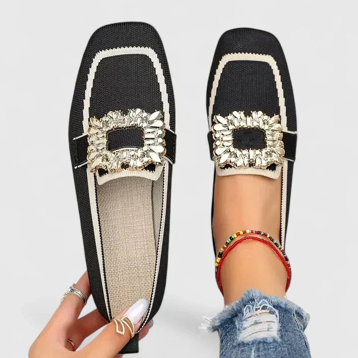 Women's Black Loafers Breathable Fabric Orthopedic Comfort - Image 3